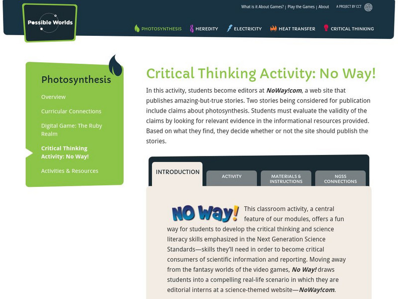 Center for Children and Technology: No Way: Photosynthesis Lesson Plan Center for Children and Technology: No Way: Photosynthesis Lesson Plan