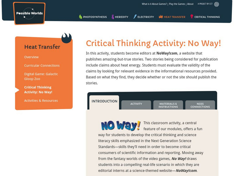 Center for Children and Technology: No Way: Heat Transfer Lesson Plan Center for Children and Technology: No Way: Heat Transfer Lesson Plan