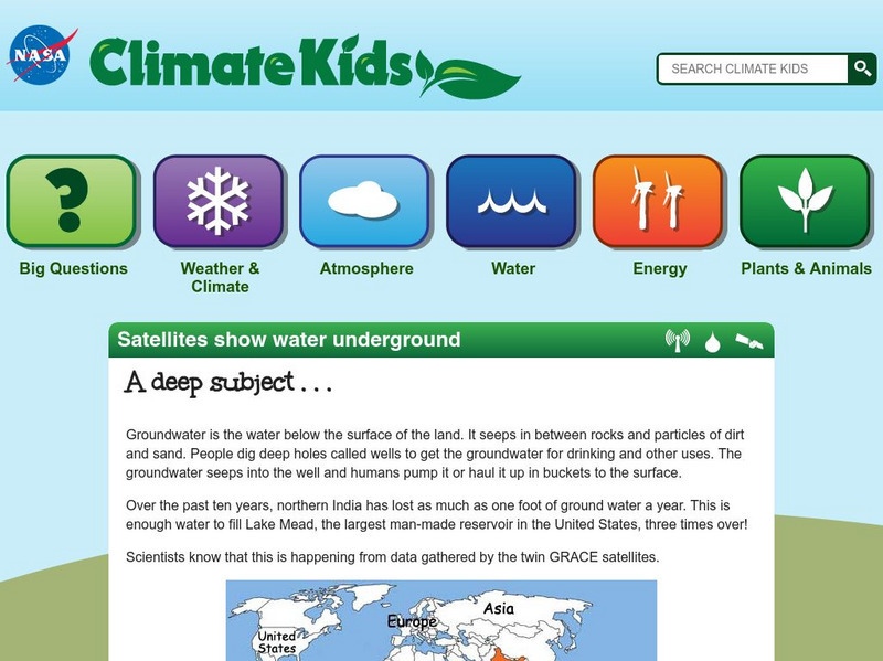 Nasa: Climate Kids: Satellites Show Water Underground Article Nasa: Climate Kids: Satellites Show Water Underground Article