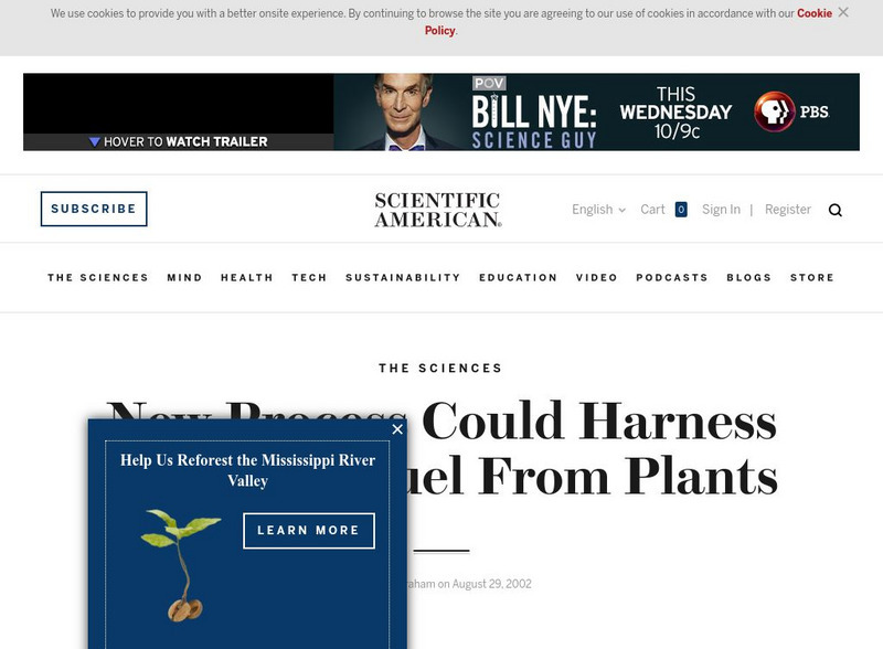 Scientific American: Harness Hydrogen Fuel From Plants Article Scientific American: Harness Hydrogen Fuel From Plants Article