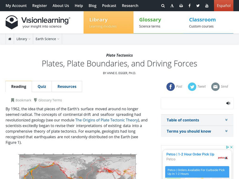 Visionlearning: Earth Science: Plate Tectonics Ii: Plate Boundaries and Forces Unit Plan Visionlearning: Earth Science: Plate Tectonics Ii: Plate Boundaries and Forces Unit Plan