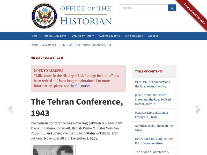 Office of the Historian: Tehran Conference, 1943 Website Office of the Historian: Tehran Conference, 1943 Website