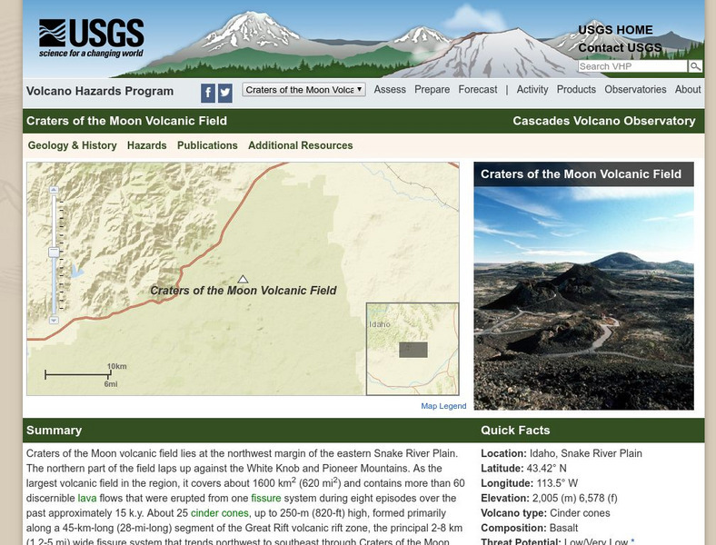 Cvo: Craters of the Moon, Idaho Website Cvo: Craters of the Moon, Idaho Website