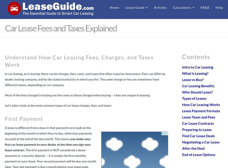 Lease Guide: Sales Tax and Other Fees Website