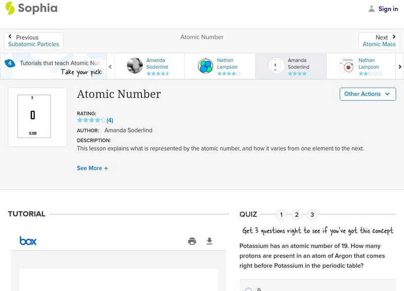 Sophia: Atomic Number: Lesson 5 PPT Sophia: Atomic Number: Lesson 5 PPT