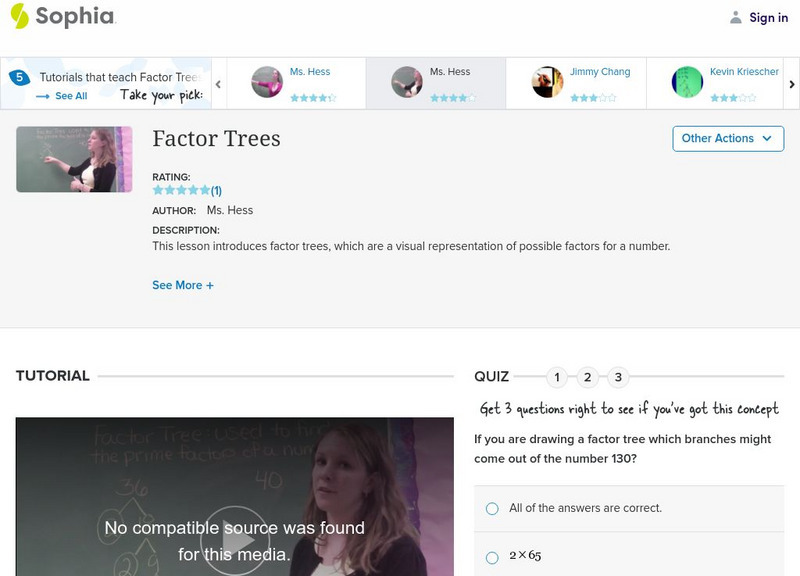 Sophia: Factor Trees: Lesson 2 Instructional Video