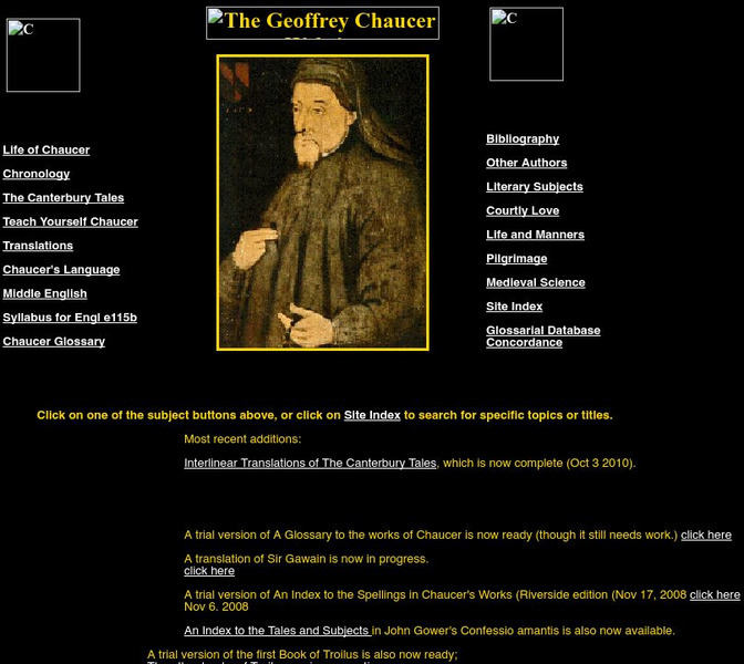 The Geoffrey Chaucer Page: Main Page Website The Geoffrey Chaucer Page: Main Page Website