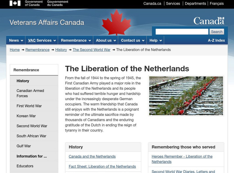 Veterans Affairs Canada: The Liberation of the Netherlands Website Veterans Affairs Canada: The Liberation of the Netherlands Website