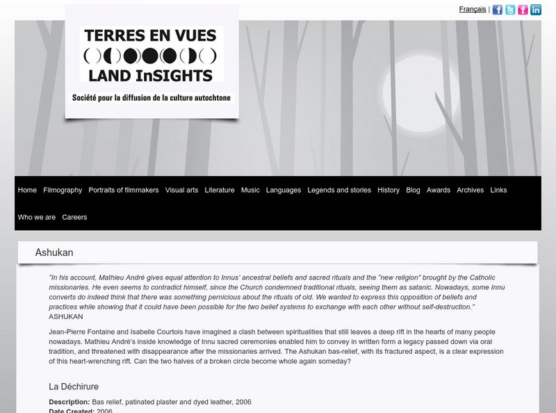 Land in Sights: Visual Arts: Ashukan Website