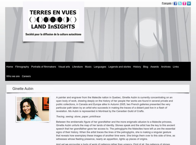 Land in Sights: Visual Arts: Ginette Aubin Website