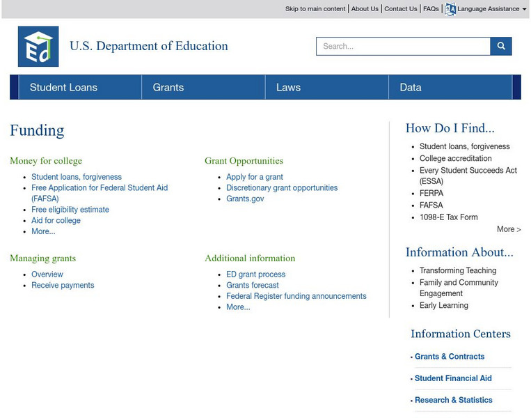 U.s. Department of Education: Grants & Contracts Website U.s. Department of Education: Grants & Contracts Website