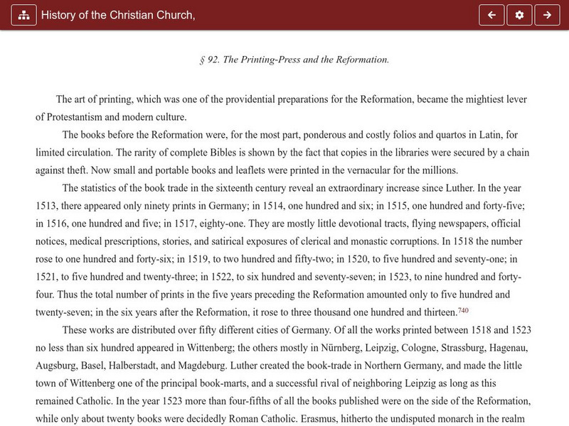 Calvin College: The Printing Press and the Reformation Website Calvin College: The Printing Press and the Reformation Website