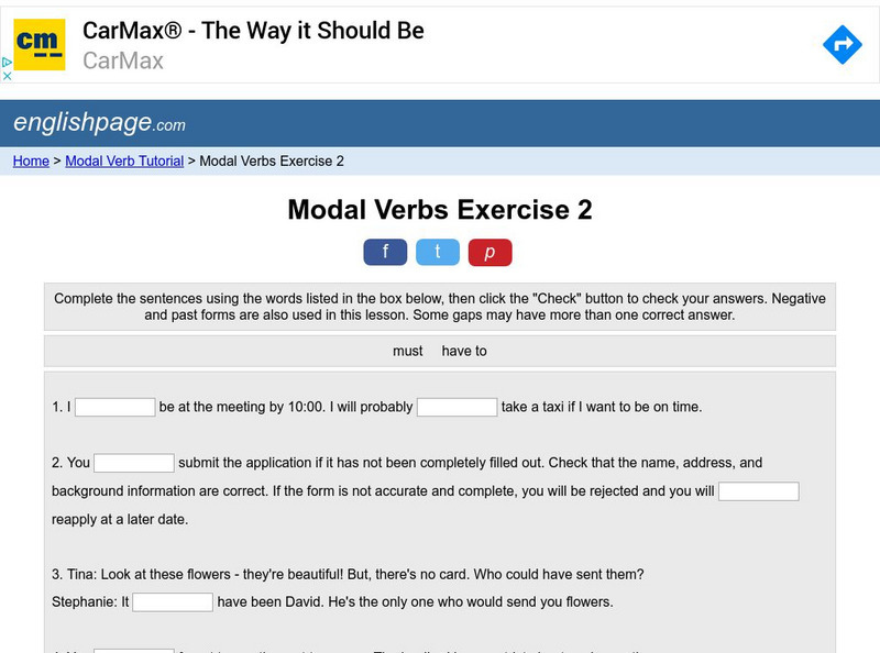 Language Dynamics: Modal Verbs Exercise 2 Activity Language Dynamics: Modal Verbs Exercise 2 Activity