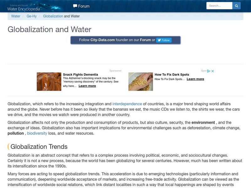 Water Encyclopedia: Globalization and Water Article Water Encyclopedia: Globalization and Water Article