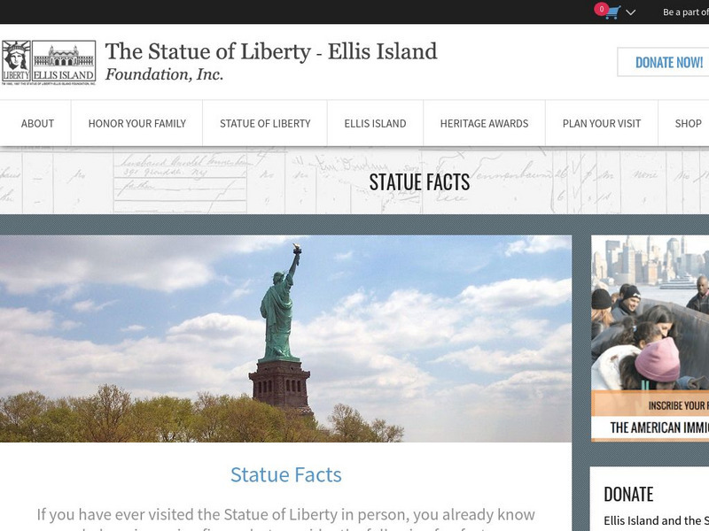 Statue of Liberty Ellis Island Foundation: Statue Facts Website