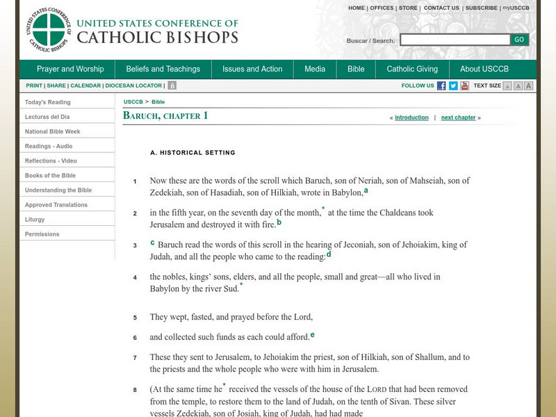 New American Bible: Baruch Handout