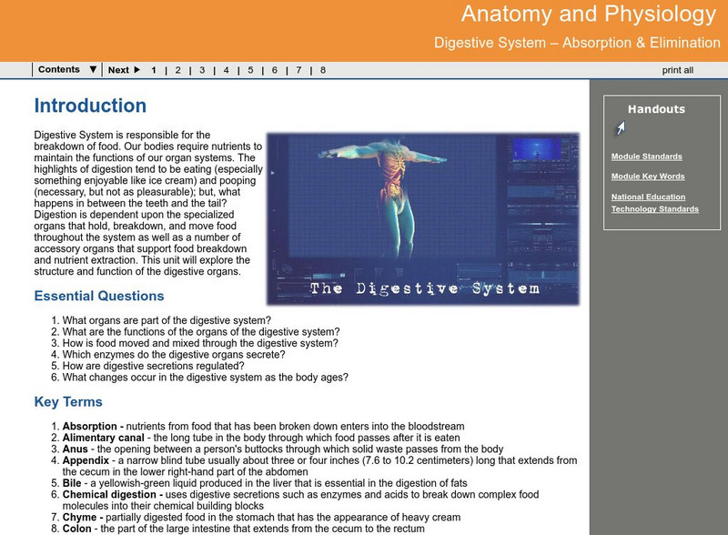 Ga Virtual Learning: Anatomy & Physiology: Digestion Sys Absorption, Elimination Unit Plan