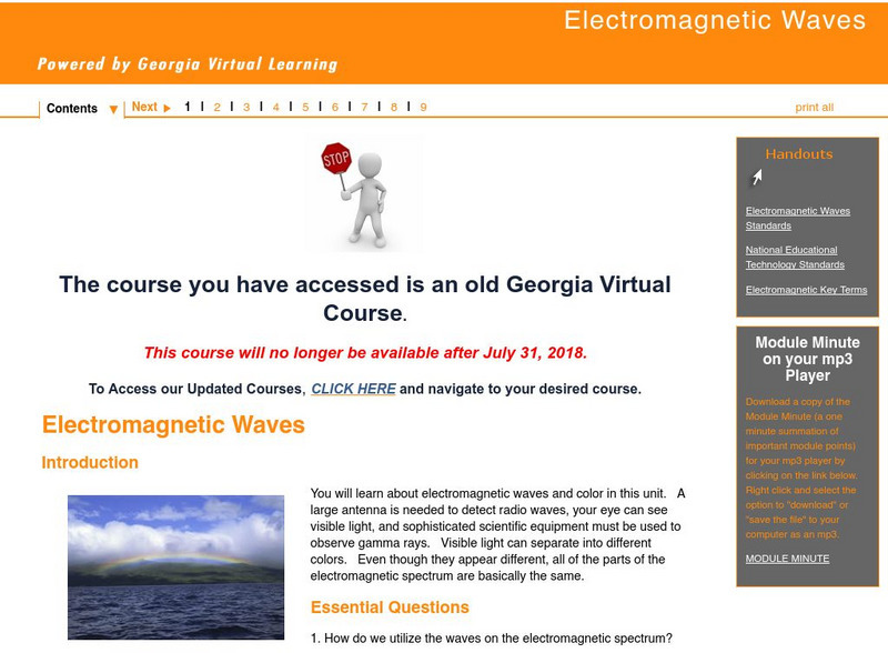 Ga Virtual Learning: Electromagnetic Waves Unit Plan Ga Virtual Learning: Electromagnetic Waves Unit Plan
