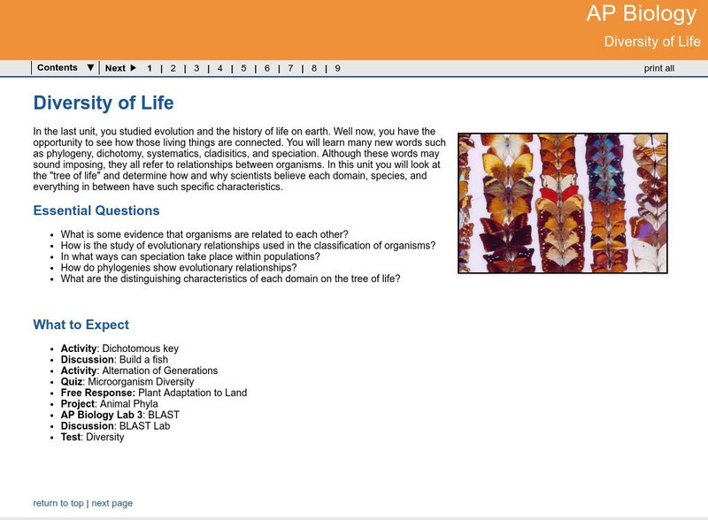 Ga Virtual Learning: Ap Biology: Diversity Unit Plan Ga Virtual Learning: Ap Biology: Diversity Unit Plan