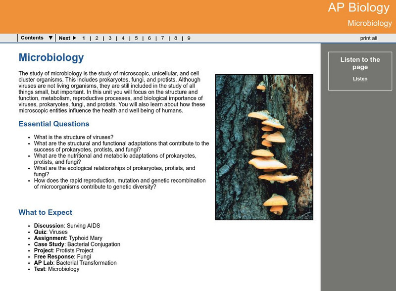 Ga Virtual Learning: Ap Biology: Microbiology Unit Plan Ga Virtual Learning: Ap Biology: Microbiology Unit Plan