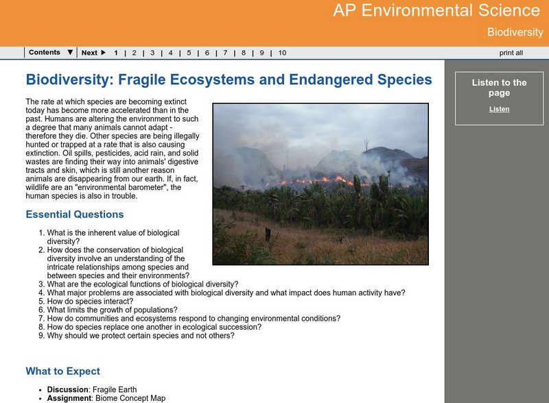 Ga Virtual Learning: Ap Environmental Science: Biodiversity Unit Plan Ga Virtual Learning: Ap Environmental Science: Biodiversity Unit Plan
