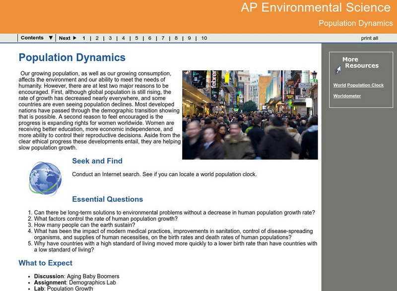 Ga Virtual Learning: Ap Environmental Science: Population Dynamics Unit Plan Ga Virtual Learning: Ap Environmental Science: Population Dynamics Unit Plan