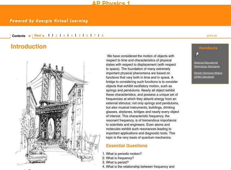 Ga Virtual Learning: Ap Physics 1: Simple Harmonic Motion Unit Plan Ga Virtual Learning: Ap Physics 1: Simple Harmonic Motion Unit Plan