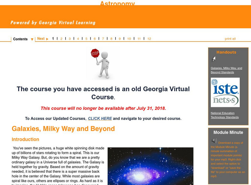 Ga Virtual Learning: Galaxies, the Milky Way and Beyond Unit Plan Ga Virtual Learning: Galaxies, the Milky Way and Beyond Unit Plan
