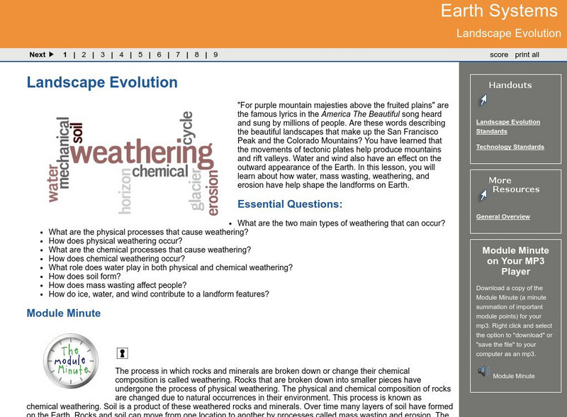 Ga Virtual Learning: Landscape Evolution Unit Plan Ga Virtual Learning: Landscape Evolution Unit Plan