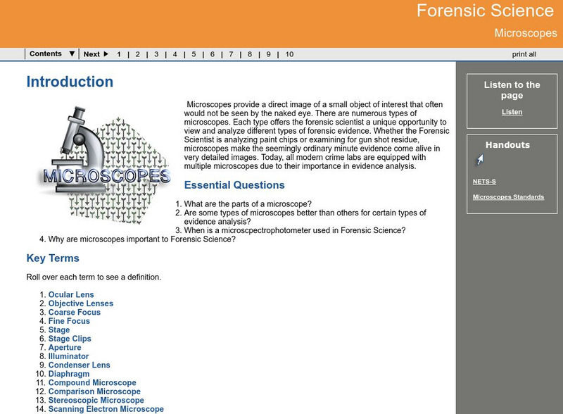 Ga Virtual Learning: Microscopes and Forensic Science Unit Plan Ga Virtual Learning: Microscopes and Forensic Science Unit Plan