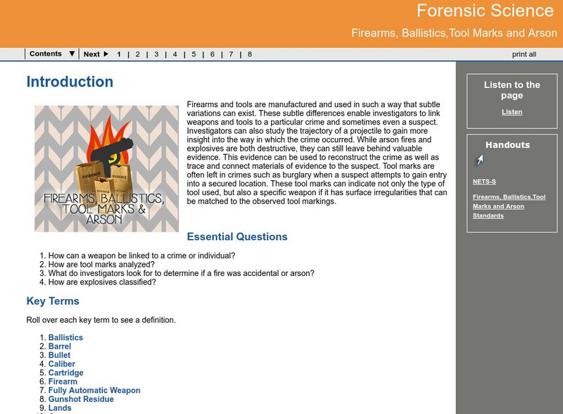 Ga Virtual Learning: Firearms, Ballistics,tool Marks and Arson Unit Plan Ga Virtual Learning: Firearms, Ballistics,tool Marks and Arson Unit Plan