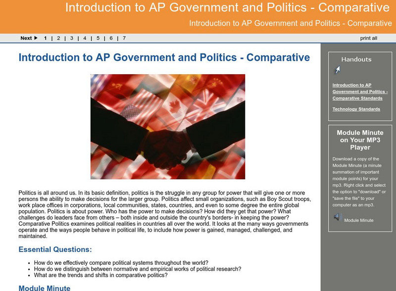 Ga Virtual Learning: Introduction to Ap Government and Politics Comparative Unit Plan