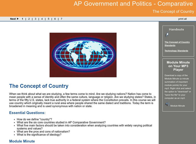 Ga Virtual Learning: Ap Government and Politics: The Concept of Country Unit Plan
