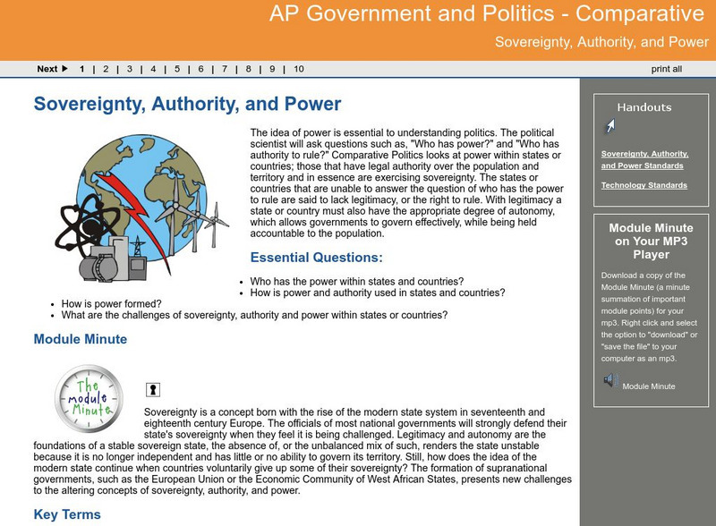 Ga Virtual Learning: Ap Government & Politics: Sovereignty, Authority, and Power Unit Plan Ga Virtual Learning: Ap Government & Politics: Sovereignty, Authority, and Power Unit Plan