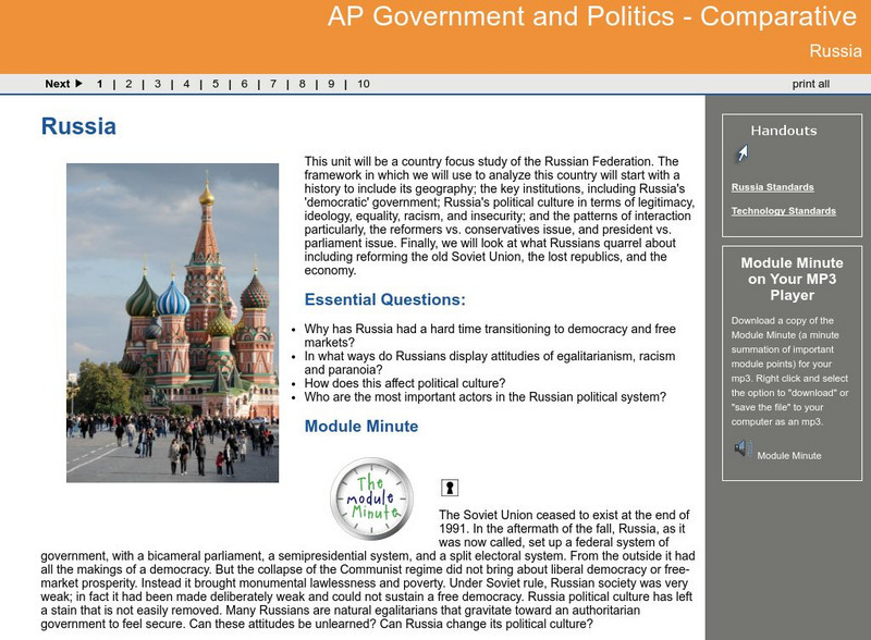 Ga Virtual Learning: Ap Comparative Government and Politics: Russia Unit Plan