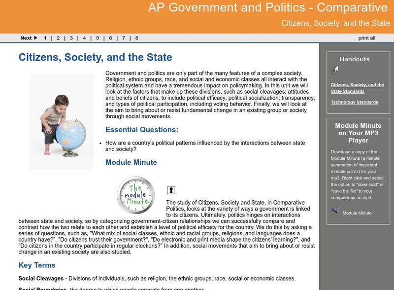 Ga Virtual Learning: Government & Politics: Comparative Citizens, Society, State Unit Plan Ga Virtual Learning: Government & Politics: Comparative Citizens, Society, State Unit Plan