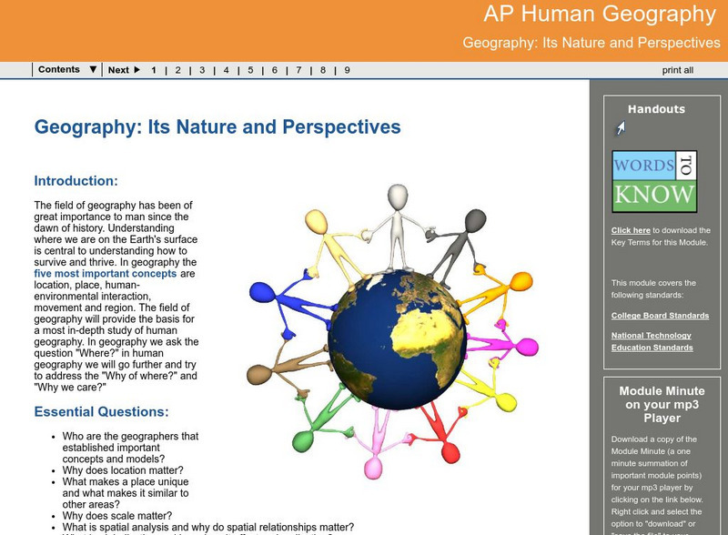 Ga Virtual Learning: Ap Human Geography: Geography: Its Nature and Perspectives Unit Plan Ga Virtual Learning: Ap Human Geography: Geography: Its Nature and Perspectives Unit Plan