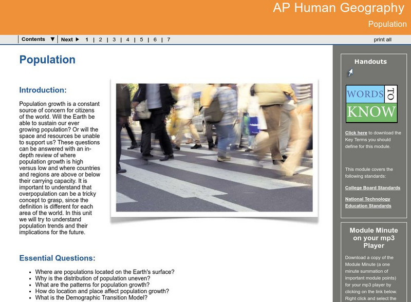 Ga Virtual Learning: Ap Human Geography: Population Unit Plan Ga Virtual Learning: Ap Human Geography: Population Unit Plan