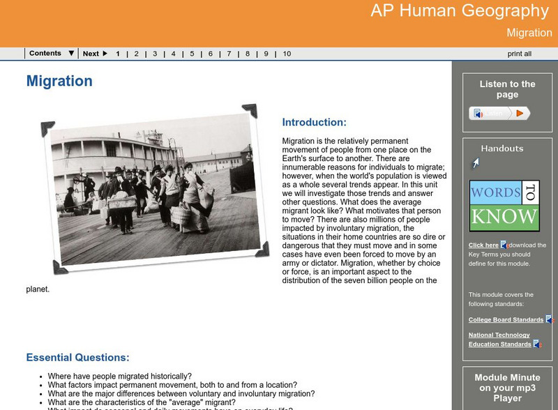 Ga Virtual Learning: Ap Human Geography: Migration Unit Plan Ga Virtual Learning: Ap Human Geography: Migration Unit Plan