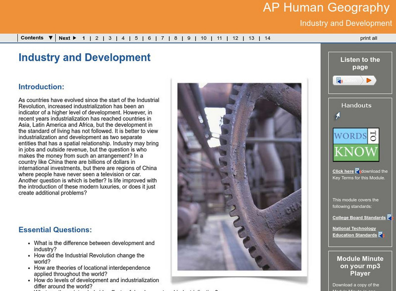 Ga Virtual Learning: Ap Human Geography: Industry and Development Unit Plan Ga Virtual Learning: Ap Human Geography: Industry and Development Unit Plan