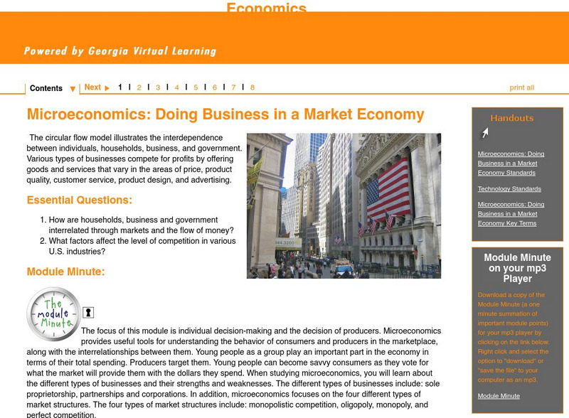 Ga Virtual Learning: Economics: Microeconomics: Doing Business in Market Economy Unit Plan Ga Virtual Learning: Economics: Microeconomics: Doing Business in Market Economy Unit Plan