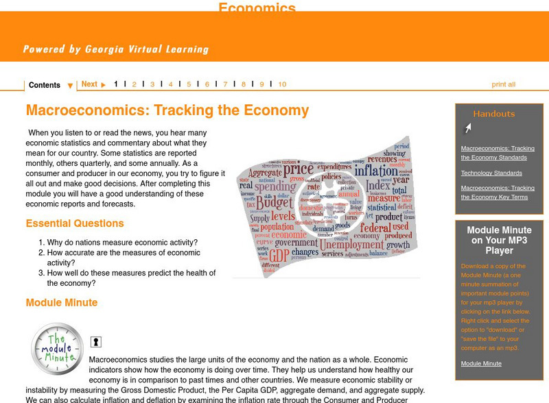 Ga Virtual Learning: Economics: Macroeconomics: Tracking the Economy Unit Plan Ga Virtual Learning: Economics: Macroeconomics: Tracking the Economy Unit Plan