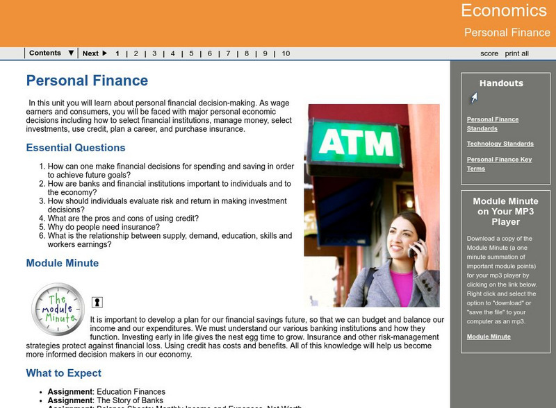 Ga Virtual Learning: Economics: Personal Finance Unit Plan Ga Virtual Learning: Economics: Personal Finance Unit Plan