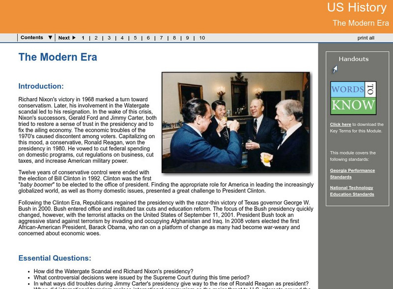 Ga Virtual Learning: Us History: The Modern Era Unit Plan Ga Virtual Learning: Us History: The Modern Era Unit Plan