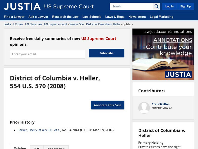 Justia: District of Columbia v. Heller Handout Justia: District of Columbia v. Heller Handout