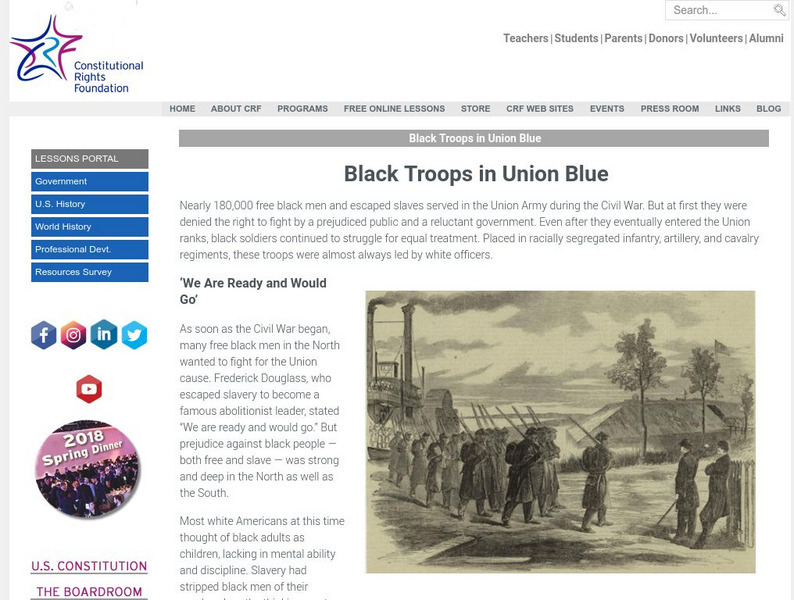 Constitutional Rights Foundation: Black Troops in Union Blue Activity Constitutional Rights Foundation: Black Troops in Union Blue Activity