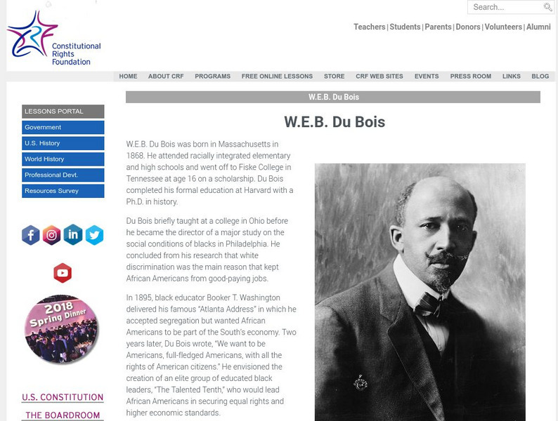 Constitutional Rights Foundation: w.e.b. Du Bois Article Constitutional Rights Foundation: w.e.b. Du Bois Article