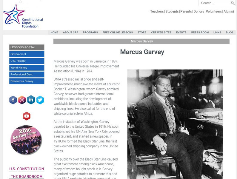 Constitutional Rights Foundation: Marcus Garvey Article Constitutional Rights Foundation: Marcus Garvey Article