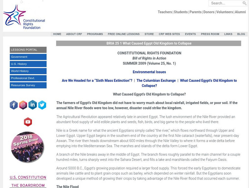 Constitutional Rights Foundation: What Caused Egypt's Old Kingdom to Collapse? Activity Constitutional Rights Foundation: What Caused Egypt's Old Kingdom to Collapse? Activity