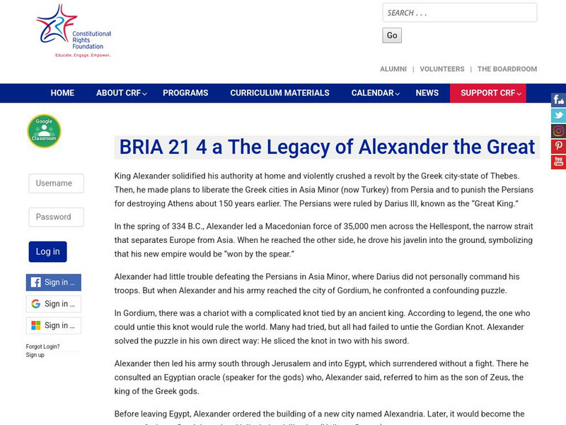 Constitutional Rights Foundation: Centralized vs Decentralized Rule: The Legacy of Alexander the Great Activity Constitutional Rights Foundation: Centralized vs Decentralized Rule: The Legacy of Alexander the Great Activity